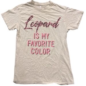 Leopard Print Graphic TShirt Small Basic Casual Pink